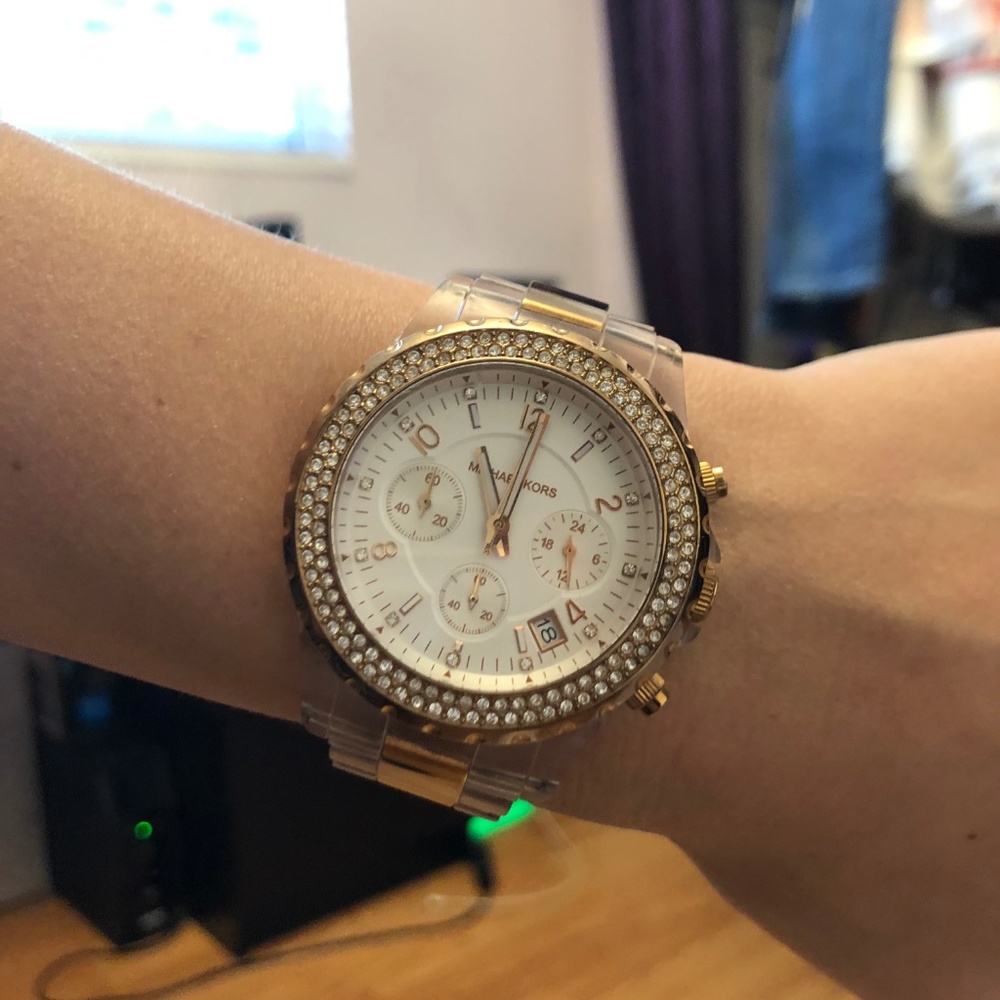 Michael Kors Rose Gold and Clear Watch